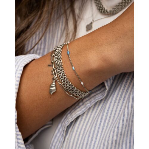 Armband met blauwe bolletjes mix