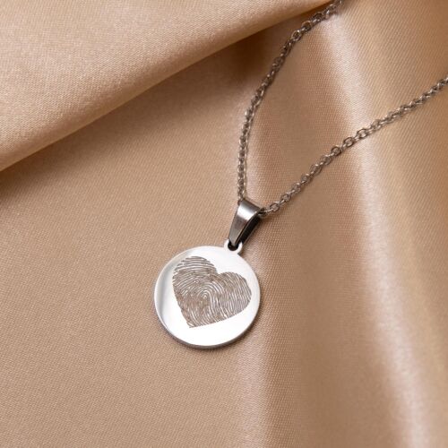 Coin ketting met vingerafdruk zilver