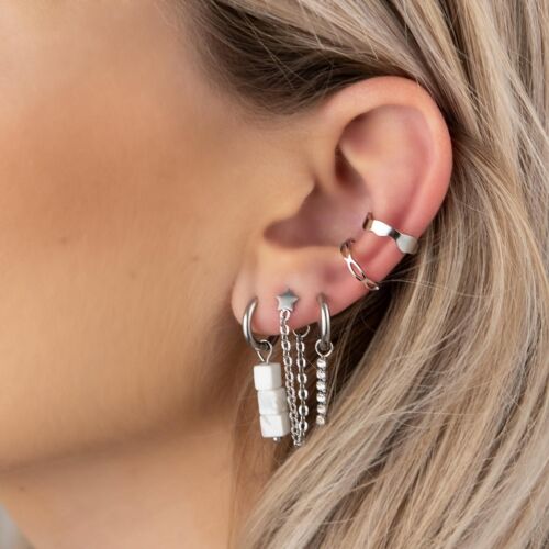 zilveren ear look met ear cuffs