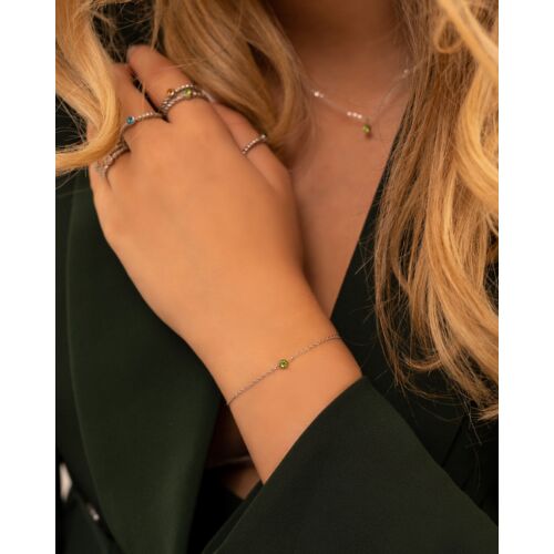 Zilveren armband birthstone om pols