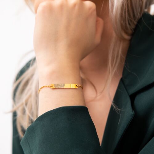 gouden graveerbare armband met vingerafdruk