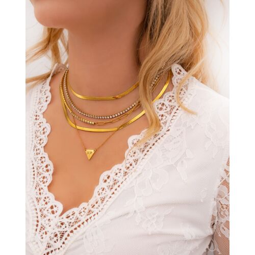 Platte Choker ketting gold plated