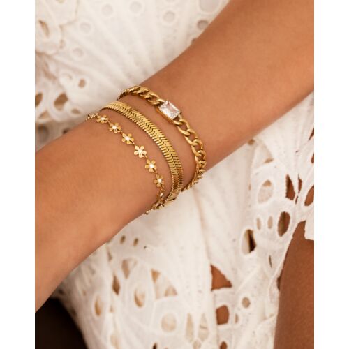 Chain bracelet crystal stone goldplated