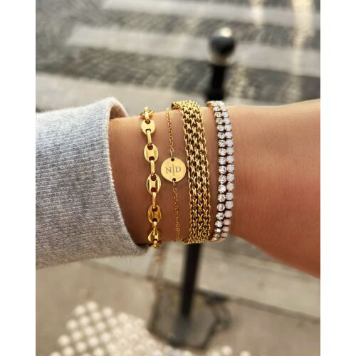 Platte armband mesh goud kleurig