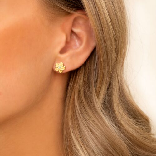 Stud earrings daisy flower goldplated