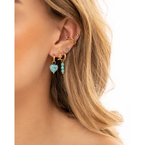 Heart earrings turquoise goldplated