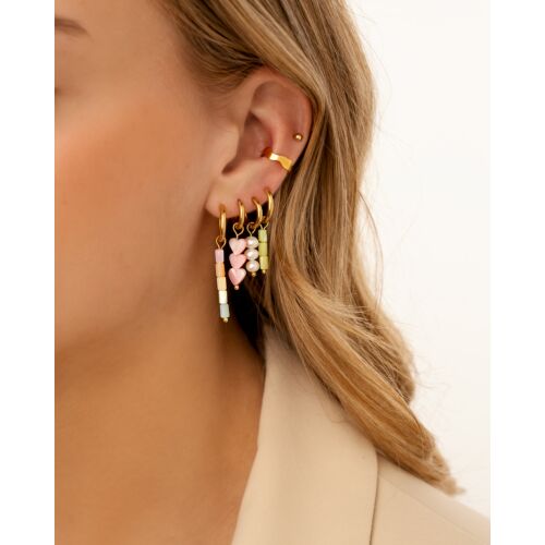 Triple stone earrings green goldplated