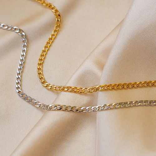 Lange schakelketting trendy goud kleurig