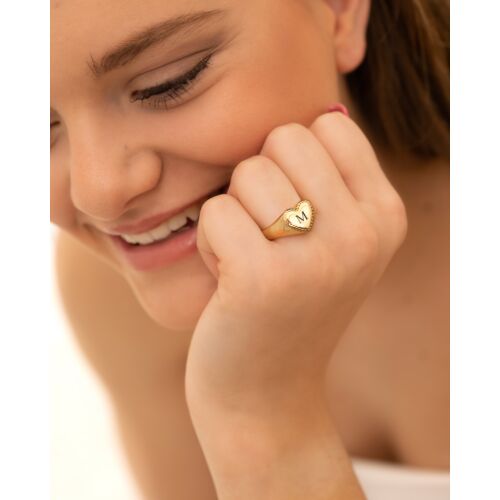 Gouden heart ring met initialen