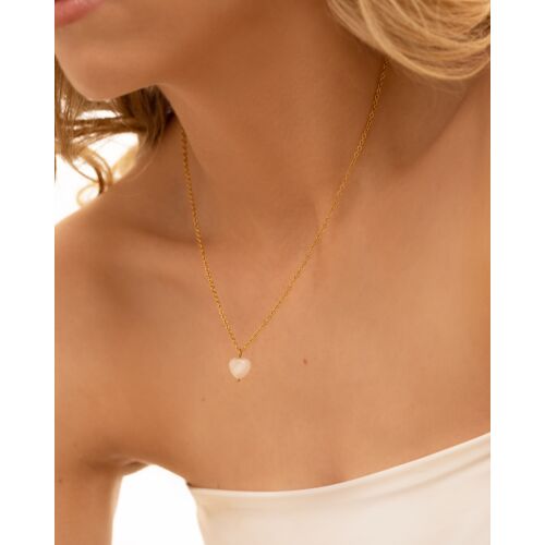 Heart necklace rosequartz goldplated