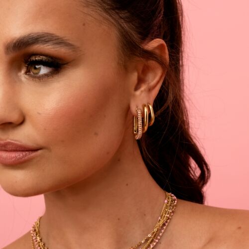 Chunky oval hoop earrings goldplated