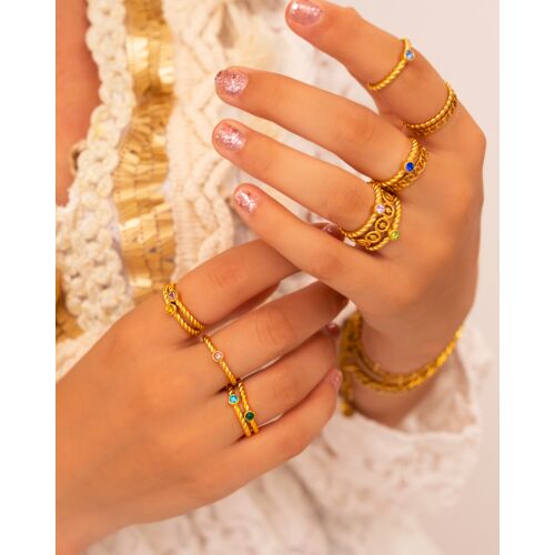 Vintage chain ring goudkleurig