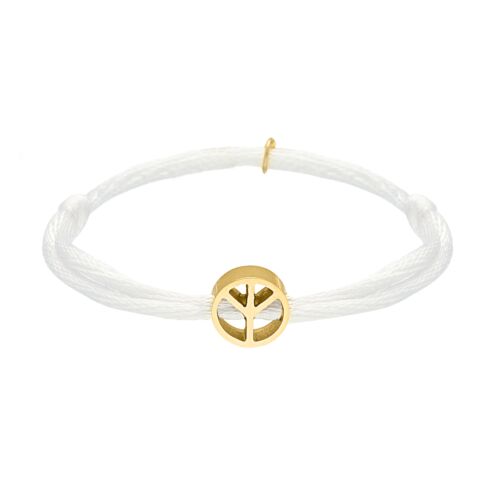 Satin Peace Armband Wit Goudkleurig