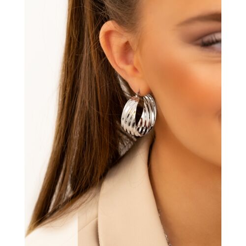 Zilveren statement hoops striped