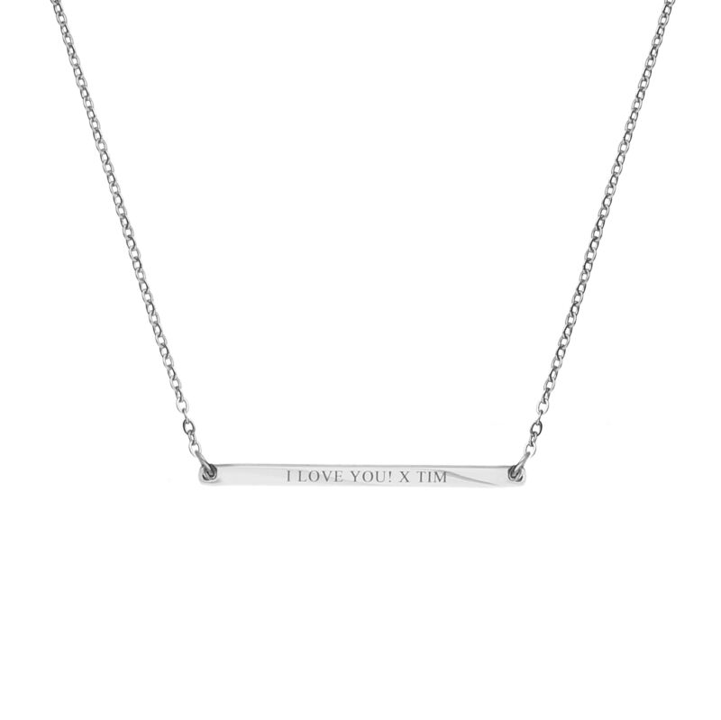 Minimalistische bar ketting in de kleur zilver graveerbaar