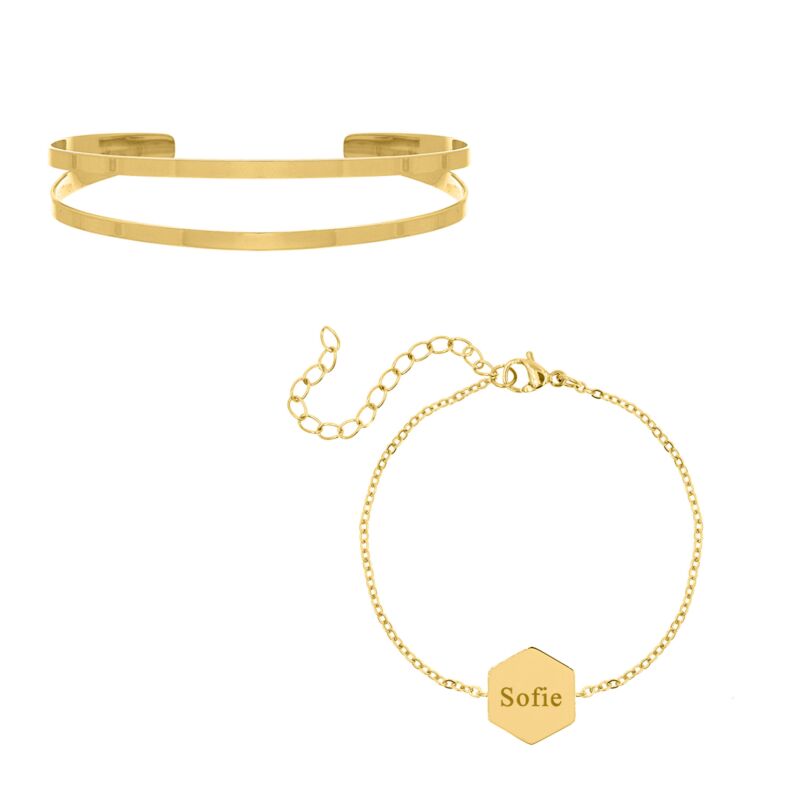 Bangle armparty met initialen goudkleurig