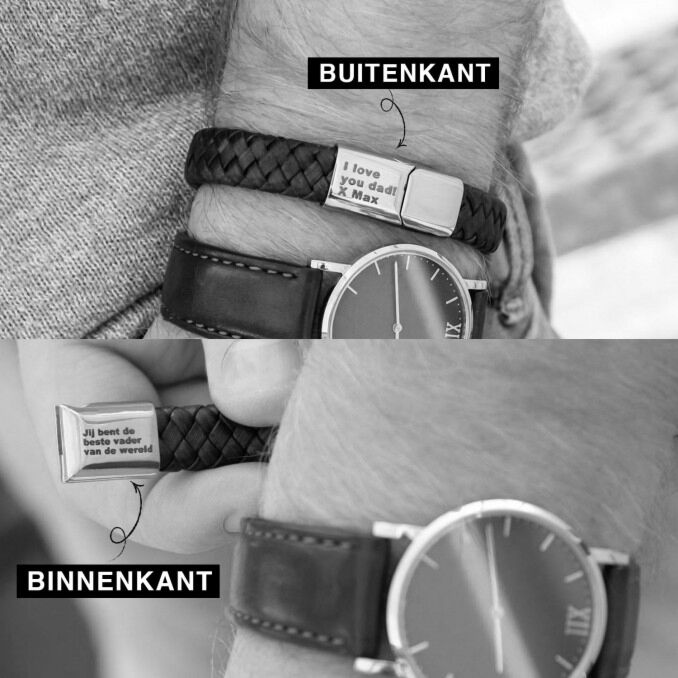 Verschillende mogelijkheden voor gravering bij heren armband