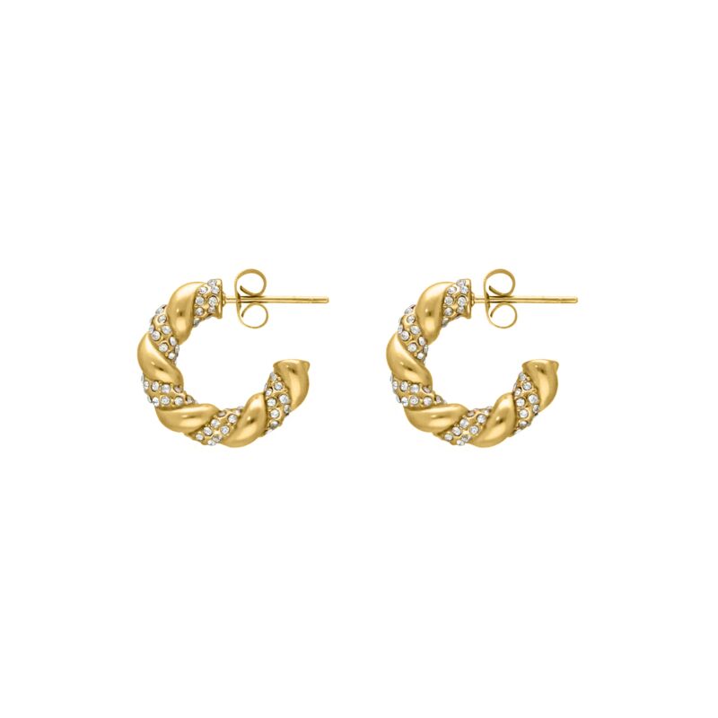 Braided stone hoops goldplated