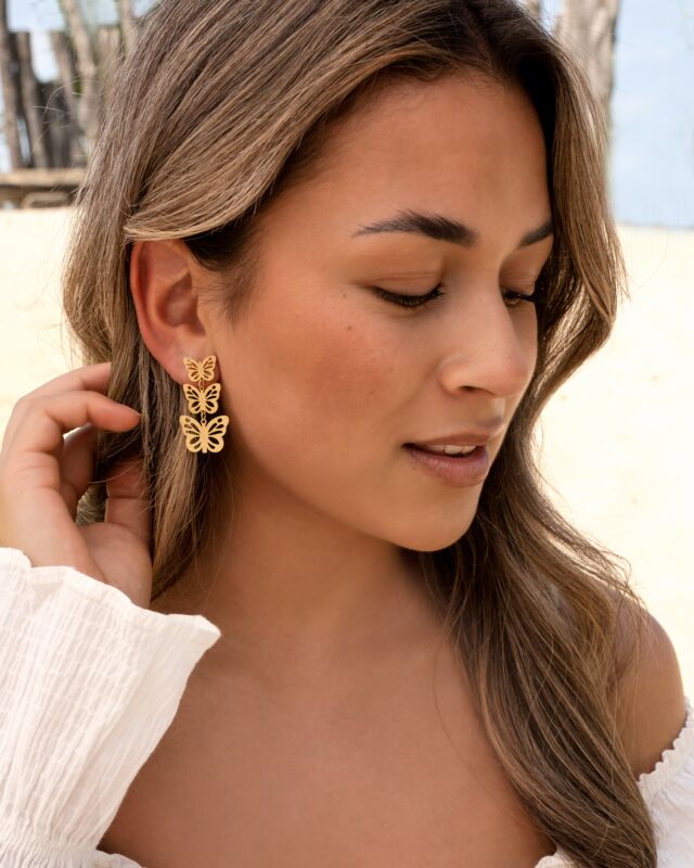 Triple butterfly earrings goldplated