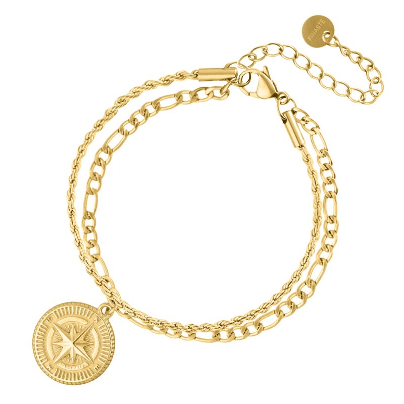 Compass bracelet double goldplated