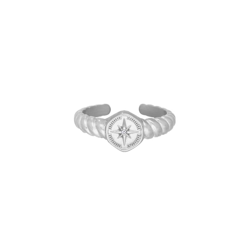 Compass ring met steentje 