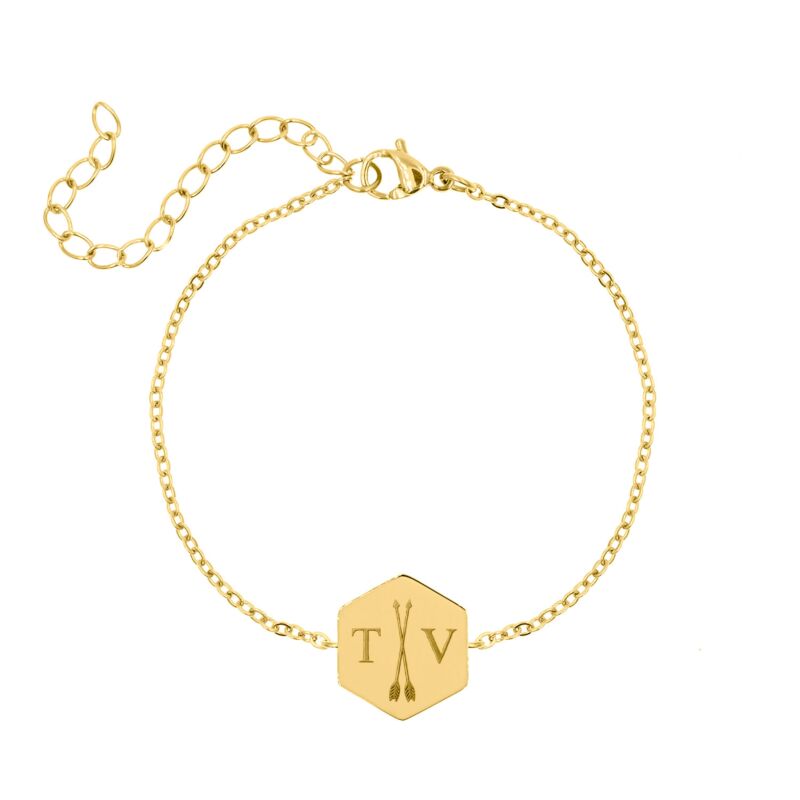 Bedelarmband 2 letters goud