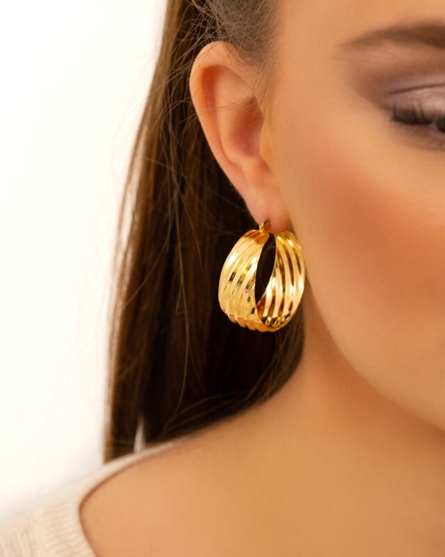 Statement hoops striped goudkleurig