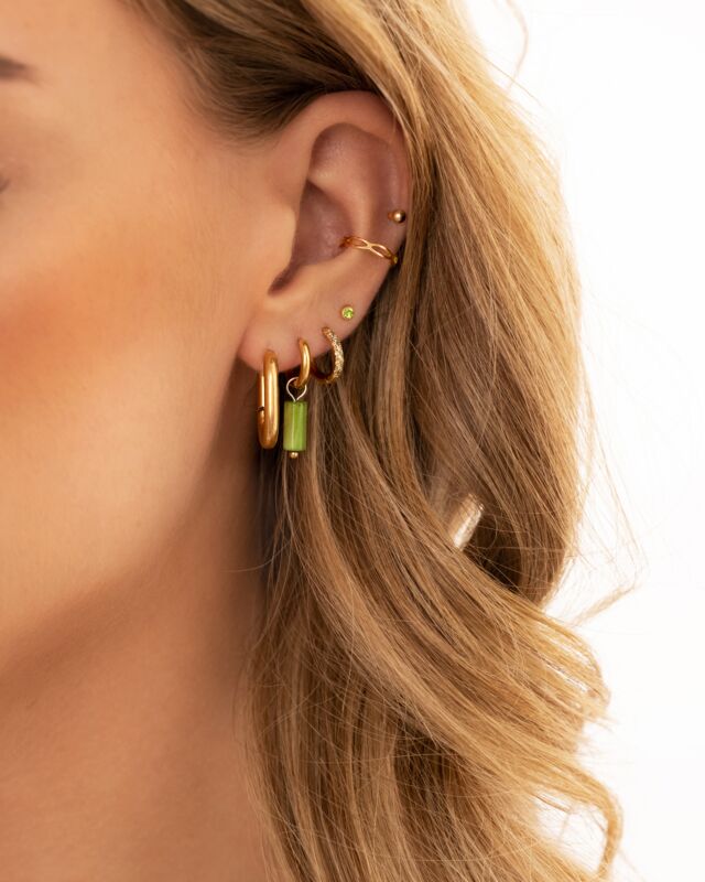 gouden earparty met groene details