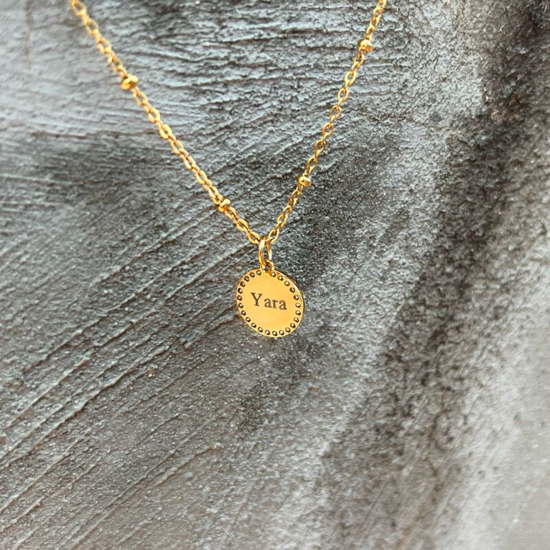 Ketting met graveerbare Vintage coin goldplated