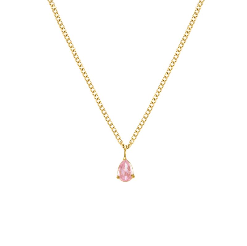 Ketting sparkle drop pink goldplated