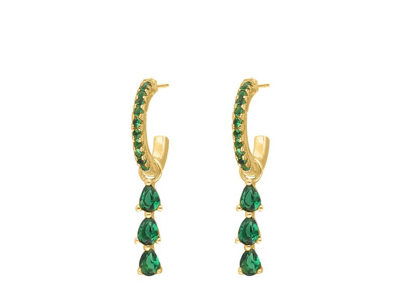 Exclusive emerald drop earrings goldplated