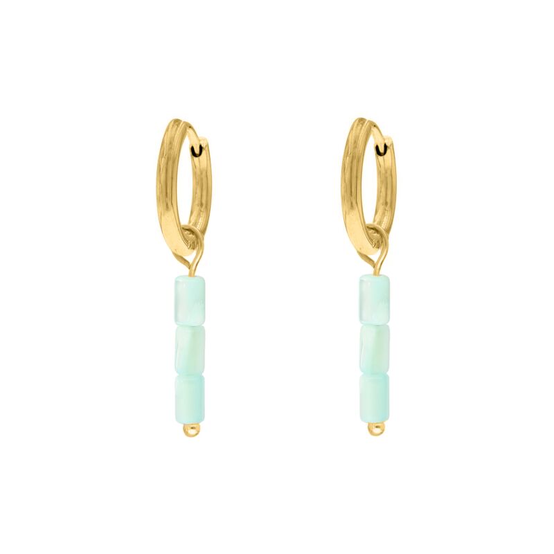 Triple stone earrings aqua goud