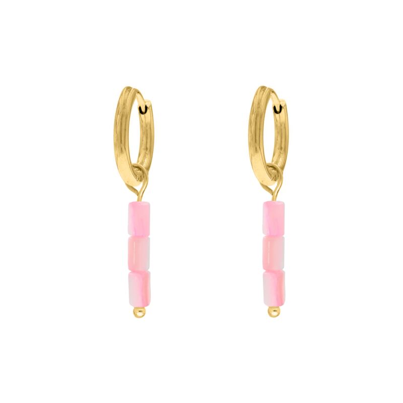 Little stone earrings candy pink goud