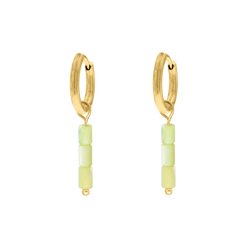 Triple stone earrings green goldplated