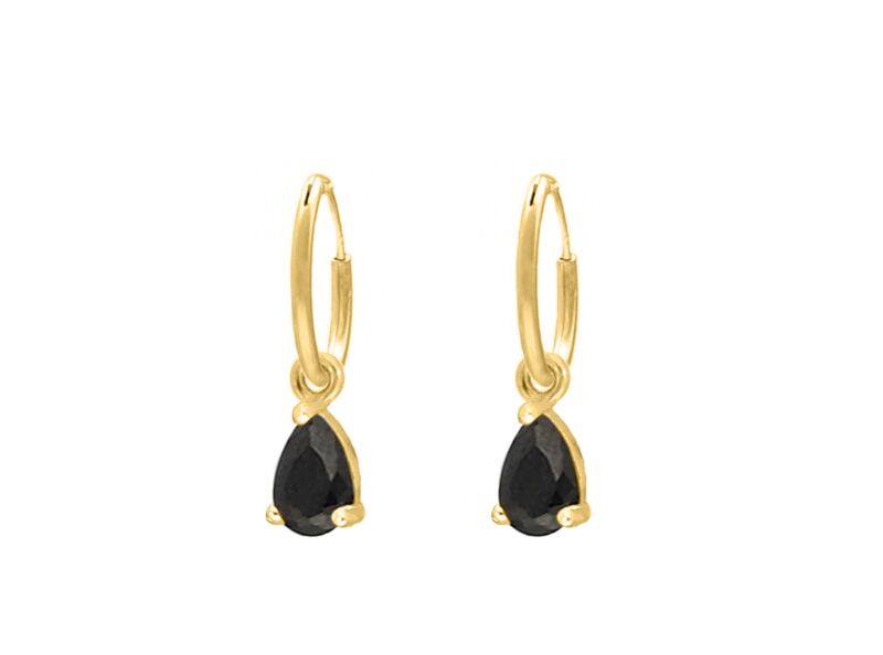 Earrings black drop goldplated