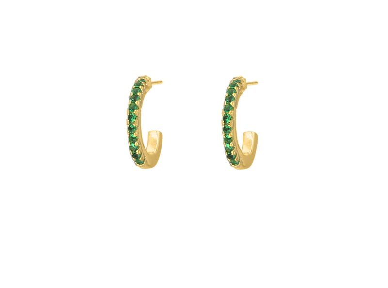 Emerald hoops goldplated