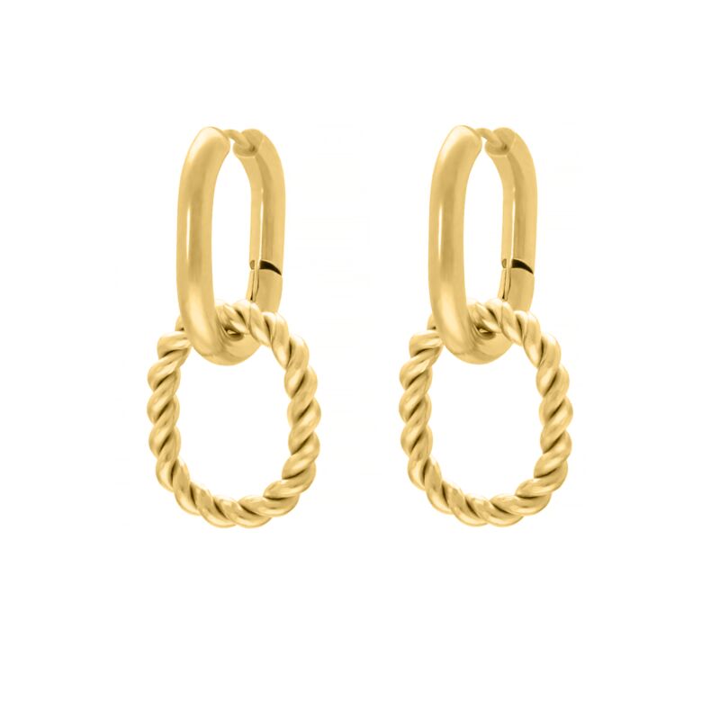 Double hoops twisted goldplated