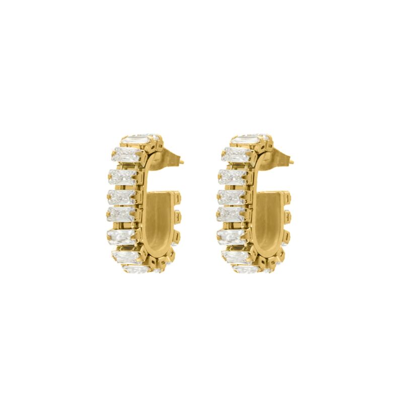 Oval hoops sparkle stones goldplated