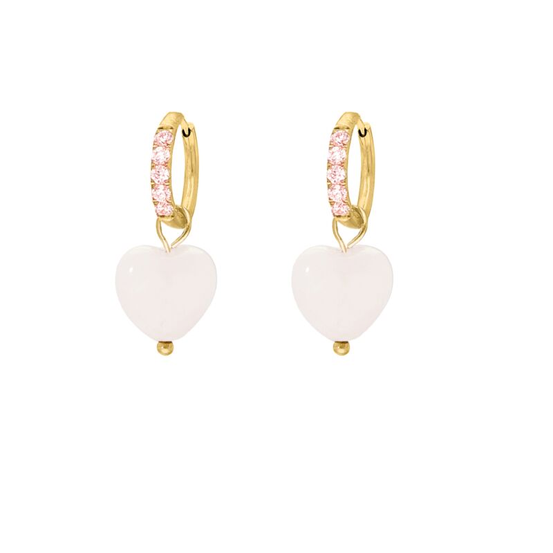 Heart earrings rosequartz goldplated