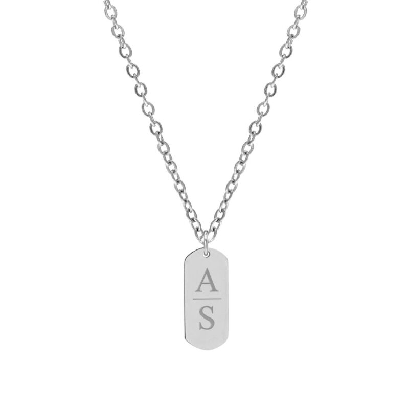 Graveerbare Bar Ketting 2 Letters 