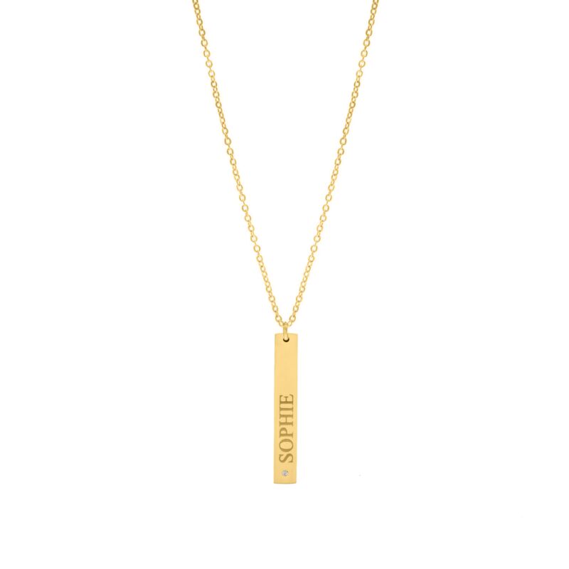 Graveerbare ketting shiny bar goudkleurig