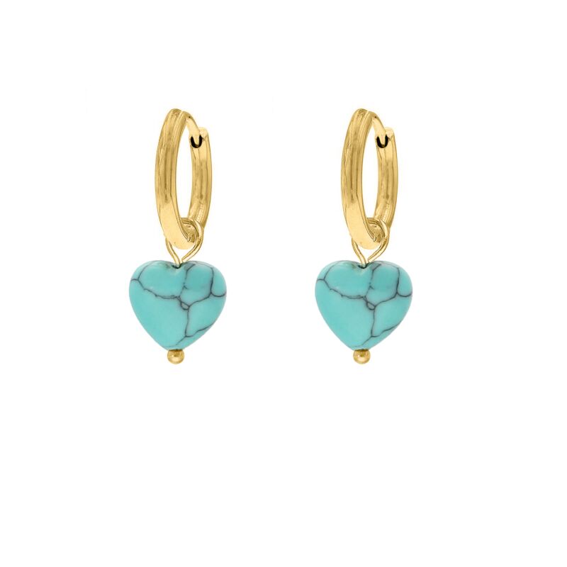 Heart earrings turquoise goldplated