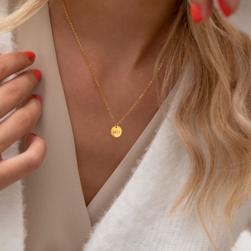 coin ketting in goud graveerbaar om nek model