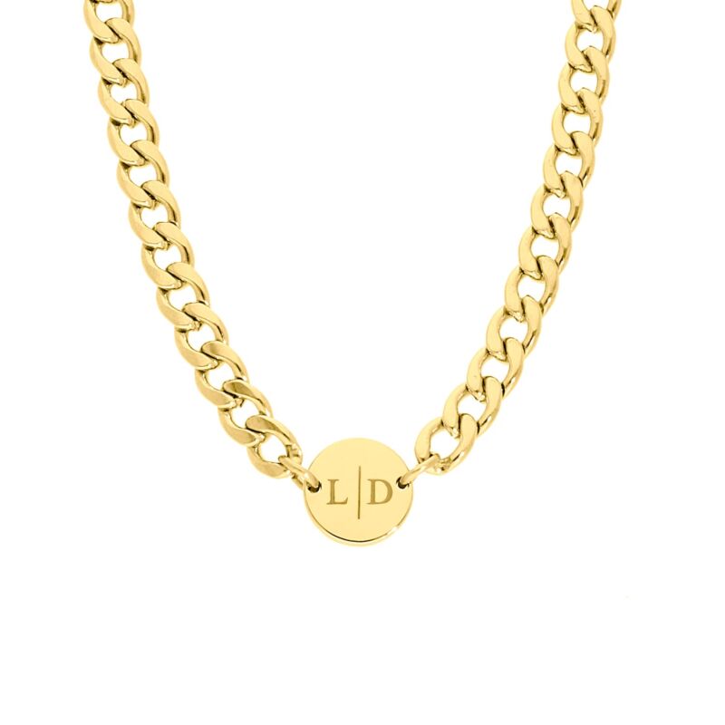 Ketting chunky 2 initials kleur goud