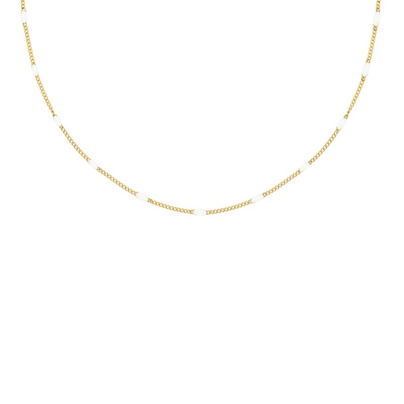 Gouden ketting met witte bolletjes