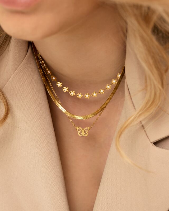 Platte Choker ketting gold plated