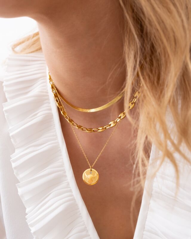 Platte Choker ketting gold plated