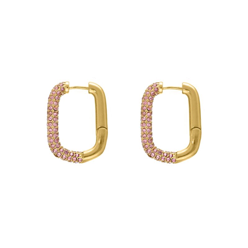 Pink jetset hoops goldplated