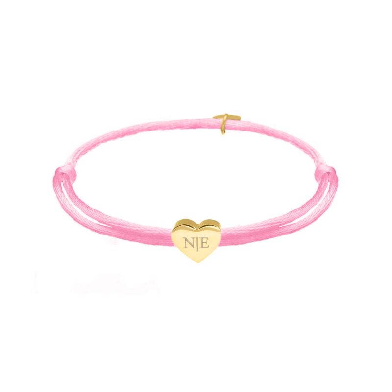 Satin Heart Armband Met Initials Goudkleurig