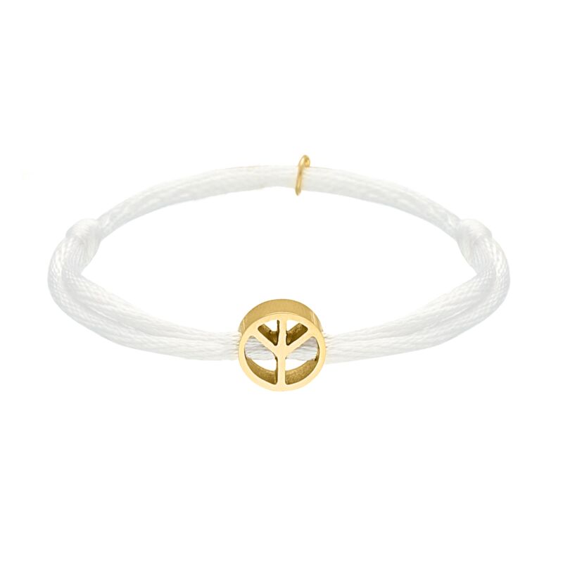 Satin Peace Armband Wit Goudkleurig